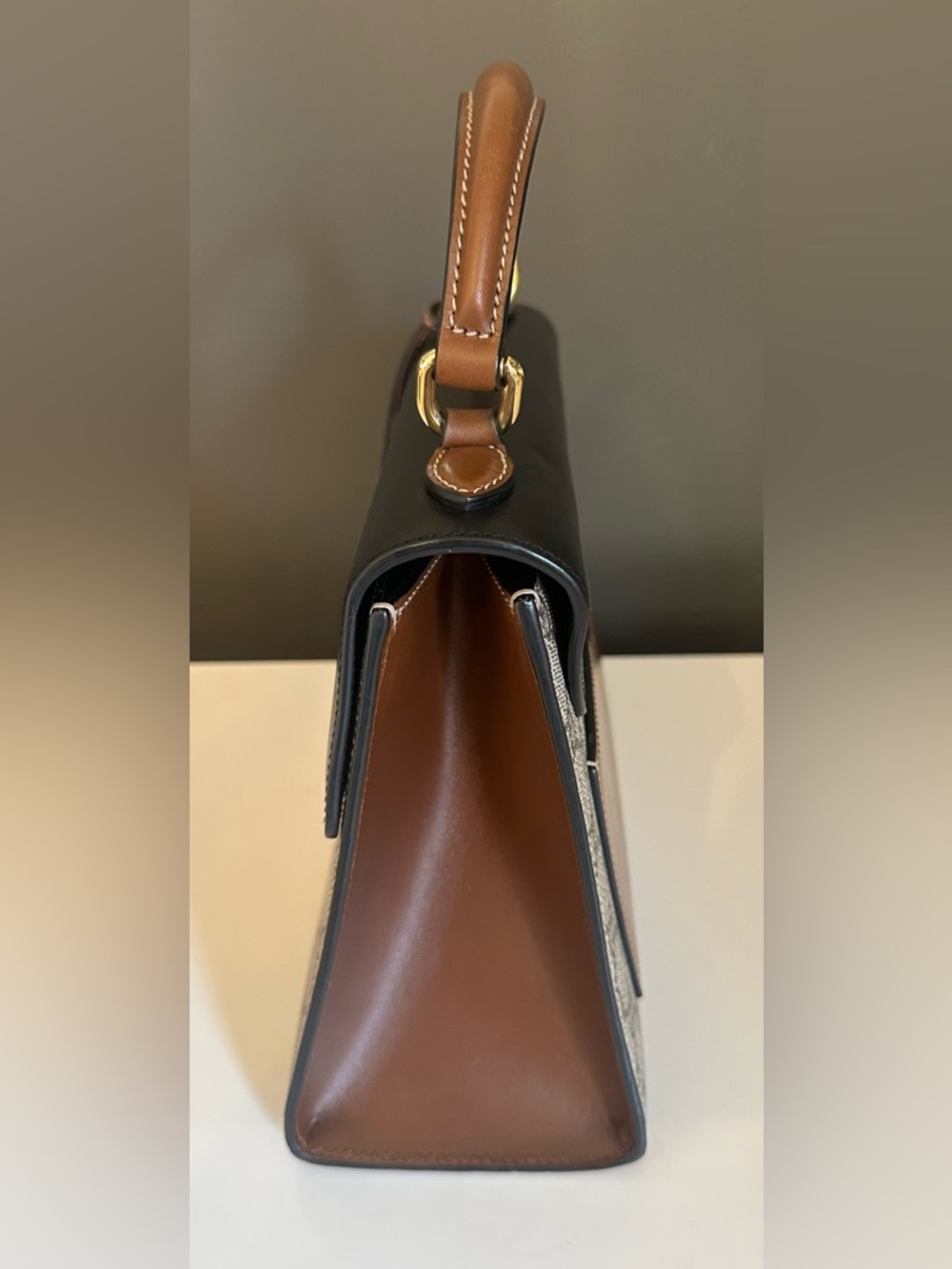 Gucci Padlock GG Supreme Black Camel Crossbody Top Handle Tri Color Genuine MINT - Picture 5 of 13